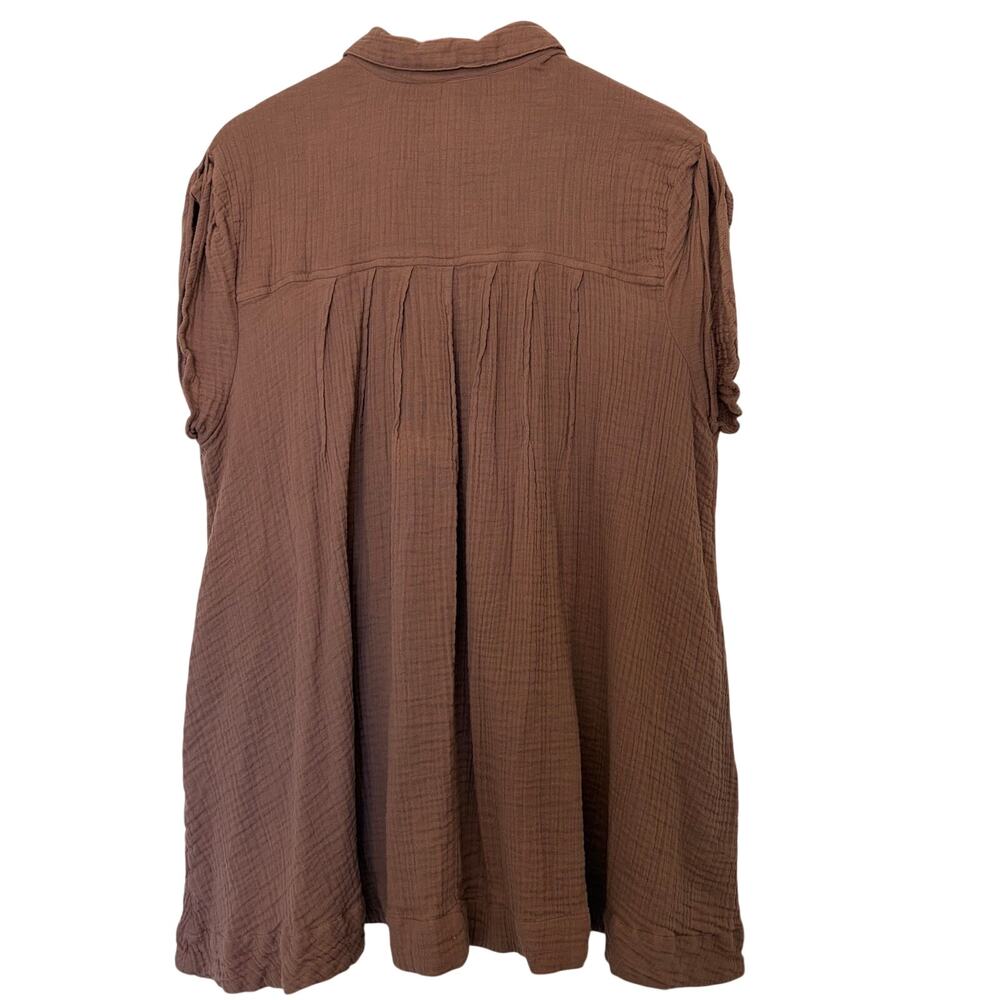 Free People Aperitivo Tunic Top Brown Size XS Oversize Crinkle Cotton Boho - Picture 4 of 9